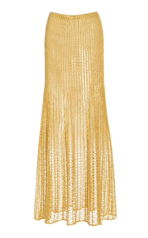 Althea Knit Maxi Skirt in Gold Shappe Silk