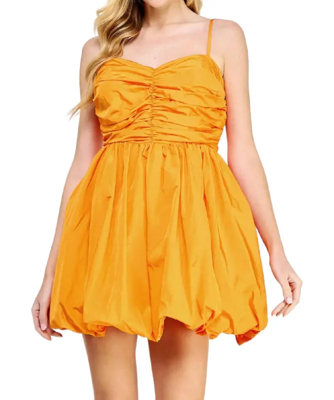 Balloon Skirt Dress In Tangerine