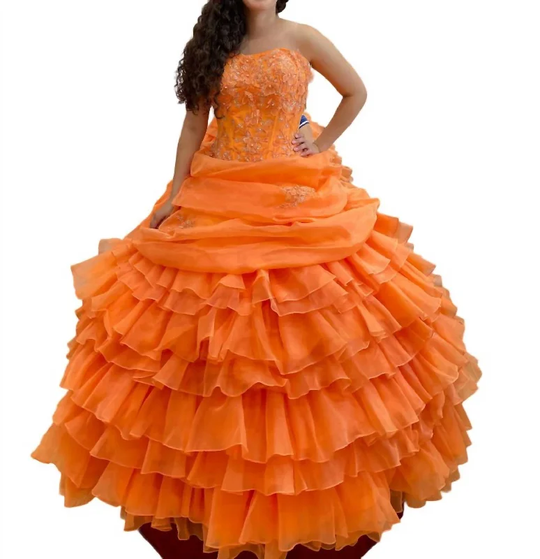 Beaded Quinceañera Full Skirt Dress In Sunset