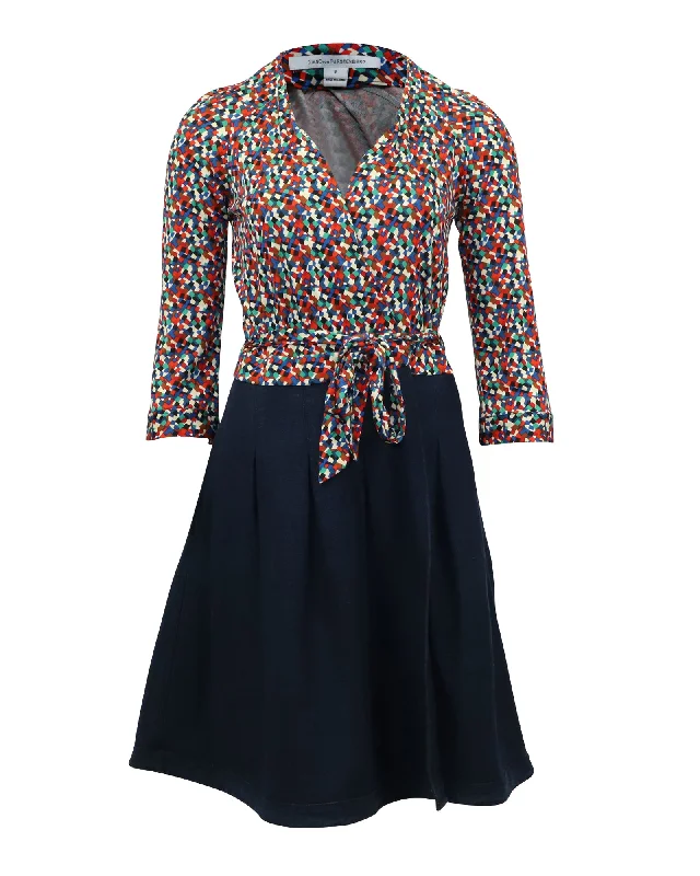 Diane Von Furstenberg Wrap Dress with Denim Skirt in Multicolor Viscose