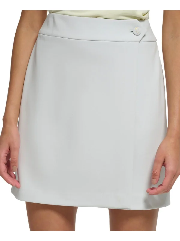 Petites Womens A-Line Mini Wrap Skirt