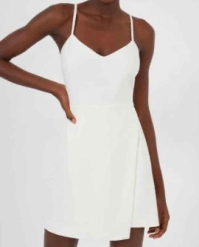 Whisper V Neck Envelope Skirt Dress In Summer White