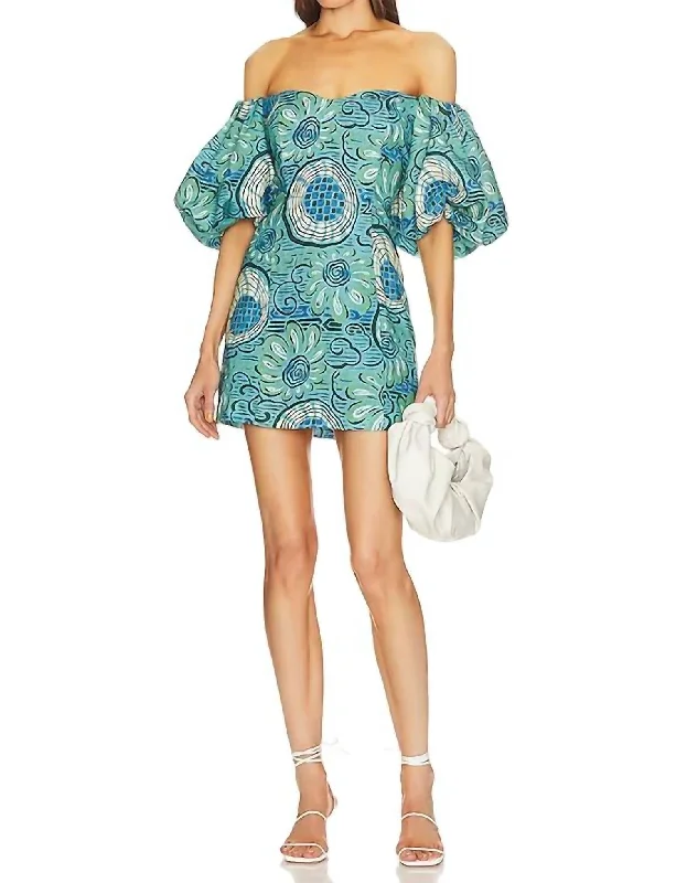 Dali Mini Sheath Dress In Aquatic Bloom