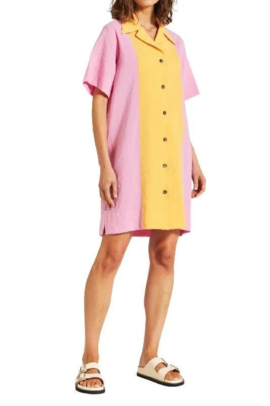 Edie Mini Dress In Pink-Marigold