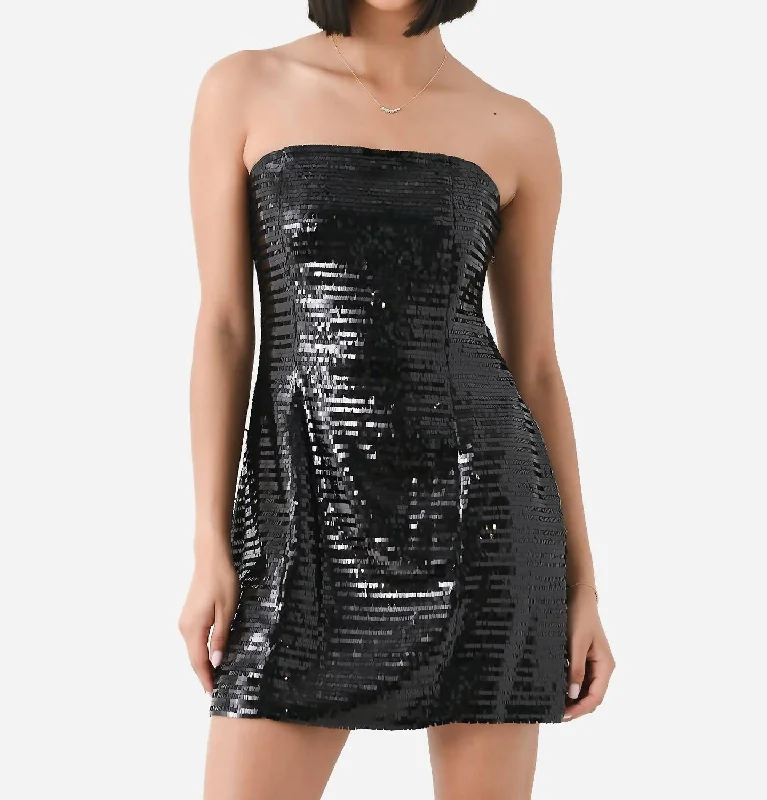 Elsie Strapless Sequin Mini Dress In Black