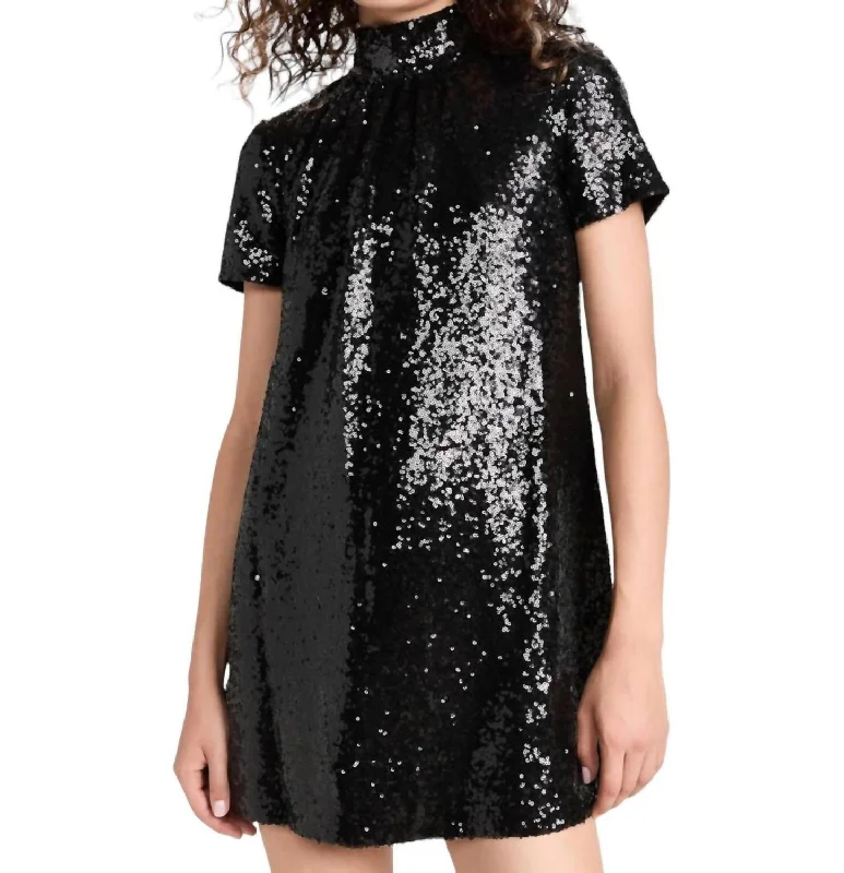 Ilana Sequined Mesh Mini Dress In Black