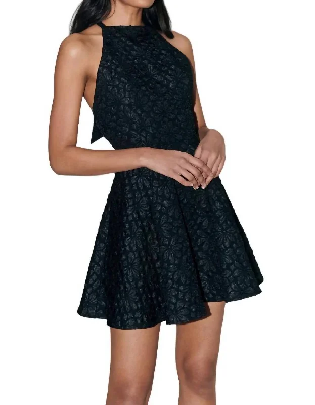 Julie Floral Jacquard Mini Dress In Black