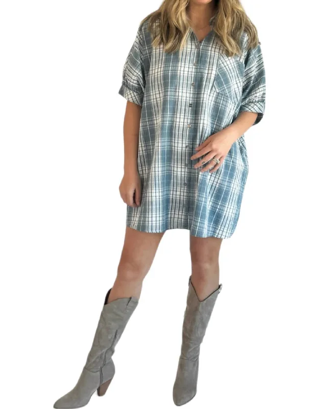 Plaid Mini Dress In Chambray