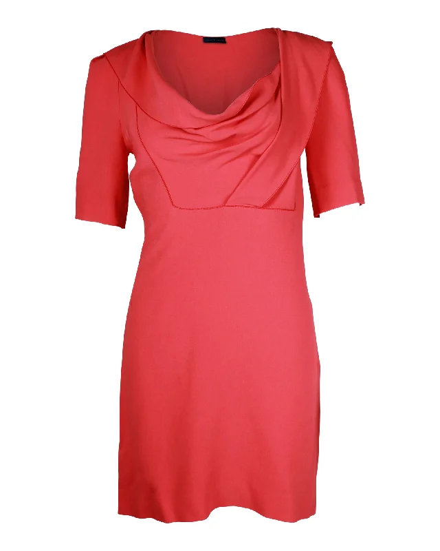 Roland Mouret Cowl Neck Mini Dress in Coral Viscose