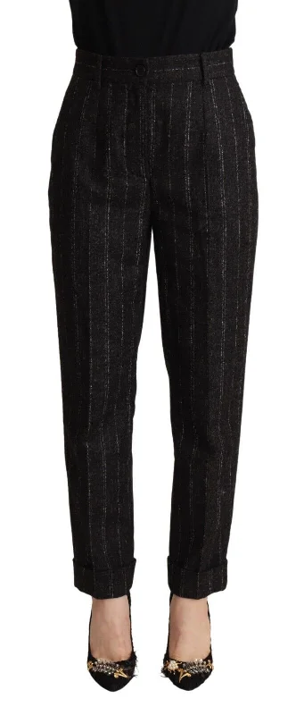 Dolce & Gabbana Elegant High-Waisted Striped Tape Women's Pants