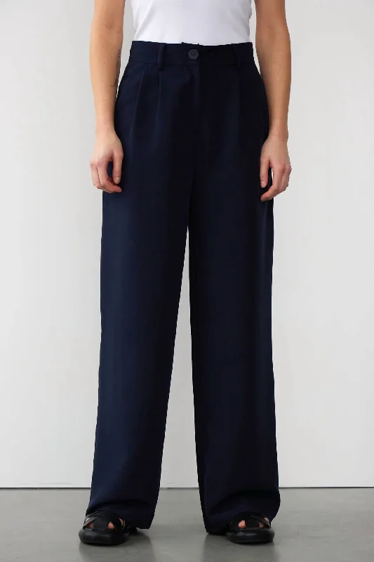 Ruby Pleated Trousers In Total Eclipse Blue